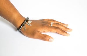 Hematite Beaded Crystal Bracelet