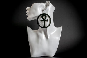 Article Wear Large Wooden Ankh Circle Earrings